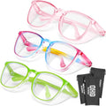 OXG 3 Pack Stylish Safety Glasses, ANSI Z87+ Anti Fog Safety Goggles Blue Light Blocking Protective Eyewear for Nurses - color: Rianbow+pink+apple Green