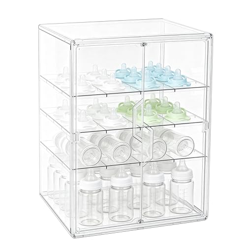 ERTIUANIO Baby Bottle Organizer for Countertop Cabinet Storage - size: X-Large, style: 4-Tier Double-Door