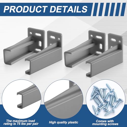 Chunful 2 Pair Rear Drawer Track Socket Back Plates Mounting Brackets,Gray | With Screws for Install, Replacement Socket for Drawer Slide Repair, Left Right Pair for Cabinet Furniture Rear Mounting - color: Gray