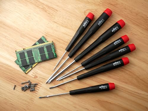 Wiha 26197 Precision Screwdriver Set, 7-Piece Mini Slotted & Phillips, PicoFinish Handles with Rotating Caps, Small Screwdrivers for Electronics & Fine Work