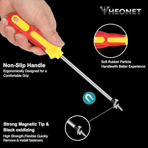 Screwdriver Sets : 6-Piece Magnetic Screwdriver Set with 4-in-1 Keychain Tool | Includes Phillips & Flat Head | Non-Slip Grip for DIY & Home Repair | Practical Gift (Red & Yellow) - color: Red/Yellow