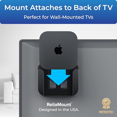 ReliaMount Universal Mount for Apple TV - Compatible with Every Apple TV - color: Basic Black Apple TV Mount
