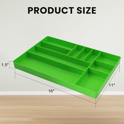 10-Compartments Tool Box Organizer Tray (1, Green) - color: Green