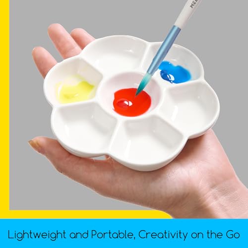 MEEDEN Ceramic Watercolor Paint Palette: 7-Well Color Mixing Tray 4.7"x0.6"