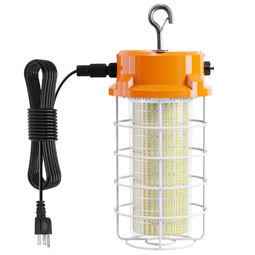 150W LED Temporary Work Light 5000K Daylight 22500 Lumens Super Bright with Fan Radiator Stainless Steel Guard Construction Lights Sturdy Hook Suitable for workshops, Construction Sites, etc. - size: 150W