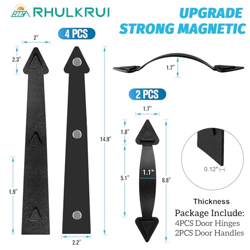 Magnetic Garage Door Hardware,Garage Door Magnetic Decorative Hardware 8 Hinges + 4 Handles for Iron Door,Easy Install,Durable & Waterproof (Classics Style,2 Pack) - style: Traditional