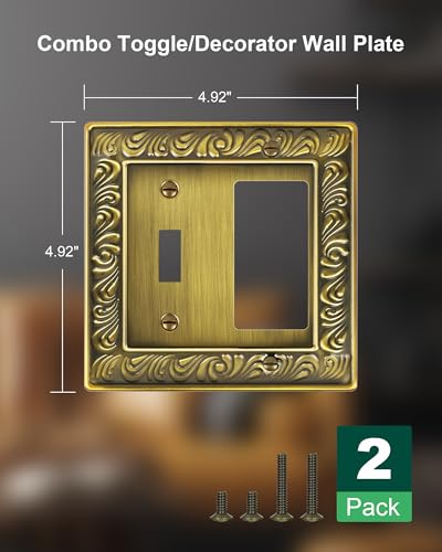 2-Pack Paisley Pattern Combo Toggle/Decorator Light Switch Cover Plate - style: 1 Toggle/1 Decorator 2PK