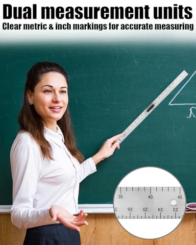 Magnetic Math 1m Ruler, Large Teaching Aids Classroom Math Geometry Tool Set Enhances Classroom Learning, Easily Mounts to Blackboard, Transparent - size: Transparent