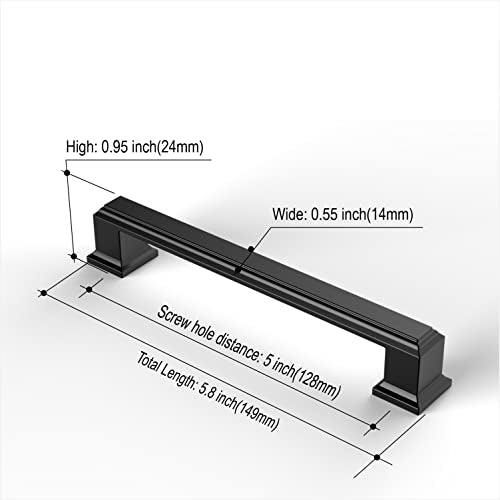 Amerdeco 10 Pack Matte Black 5 Inch(128mm) Hole Centers Kitchen Cabinet Pulls Cabinet Hardware Kitchen Handles for Cabinets Cupboard Handles Drawer Pulls | Cabient Hardware Kitchen Cabinet Handles for Bathroom Drawer Pulls Dresser Pulls ZH0001 - color: Ma