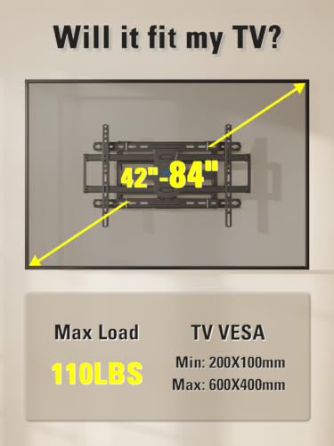 Mounting Dream TV Wall Mount for Most 42-84 Inch TVs - size: 42"-84" TV