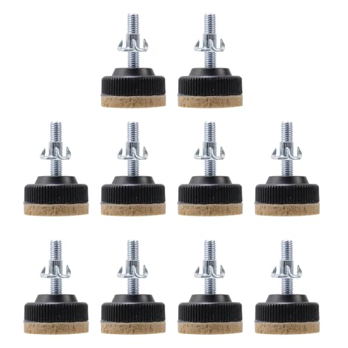 10pcs Felt Base Plastic Furniture Legs with M6x25mm Bolt Screw-on Chair Table Feet (Diameter 1.2-Inch) - size: 1.18"/30mm