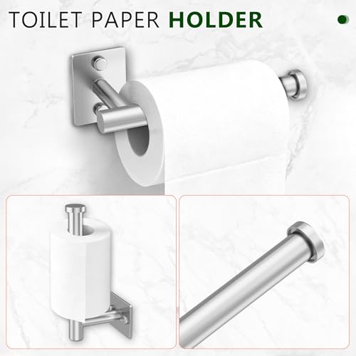 5 Pieces Bathroom Hardware Accessories Set Brushed Nickel Towel Bar Set Stainless Steel Towel Racks for Bathroom,Wall-Mounted 23.6 inch - color: Brushed Nickel