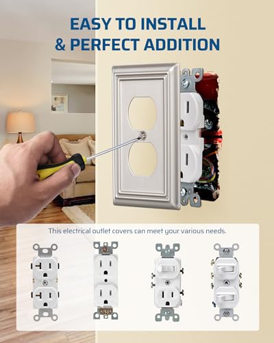 DEWENWILS Duplex Outlet Covers, Brushed Nickel Outlet Wall Plates - color: Brushed Nickel, size: 1 Duplex 2PK