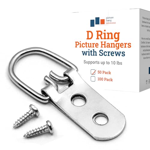 PHS 2 Hole Heavy Duty D-Ring Hangers, Holds 40 lb, 50 Pack with Screws - size: 50 Pack