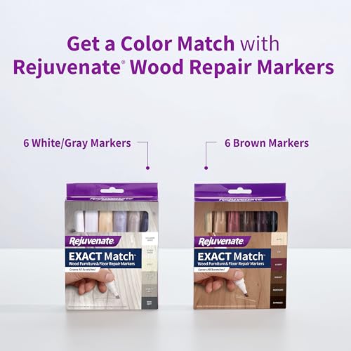 Rejuvenate Exact Match Wood Furniture & Floor Repair Markers, 6 Count, White/Gray Markers Cover All Scratches, Scuffs And Damage To Wood Furniture And Flooring - size: White/Gray (Pack of 1)