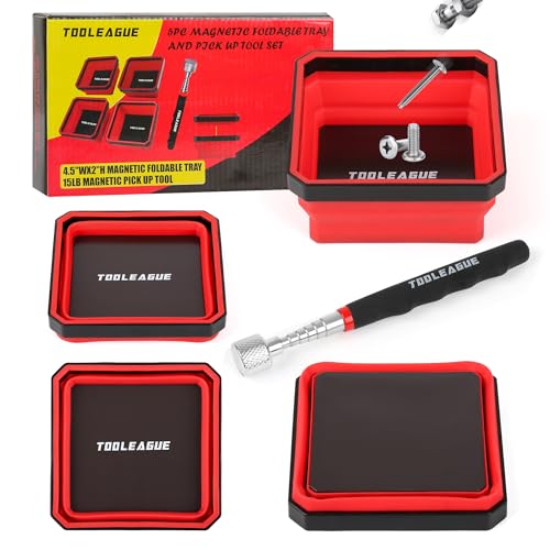 4Pcs Collapsible Magnetic Parts Tray Set with 15Lb Magnetic Pickup Pen - size: 4pcs