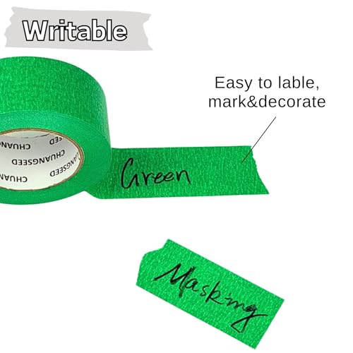 CHUANGSEED 3-Pack Green Painters Tape 1.88 Inches x 60 Yards Green Masking Tape Bulk - Sharp Edge Line Technology, Produces Sharp Lines Residue-Free and Artisan Grade Wall Trim Tape - color: Green