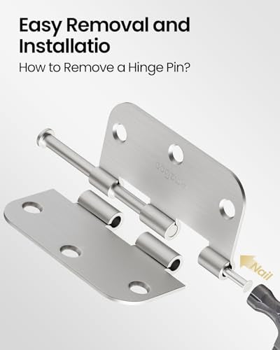 Door Hinges Brushed Nickel 48 Pack 3.5 Inch Rounded 5/8" Radius - color: Brushed Nickel, size: 48 Pack