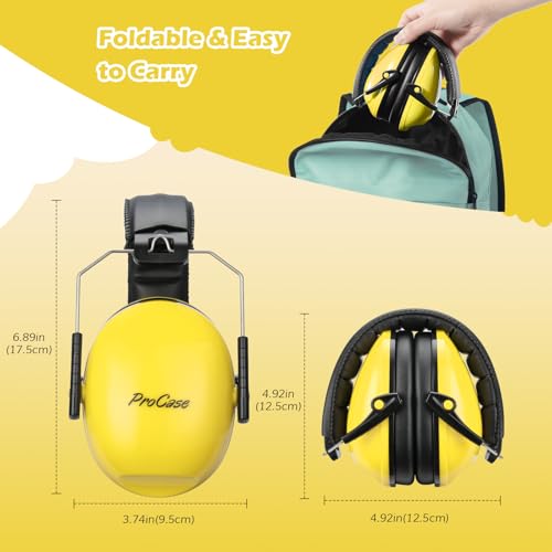 ProCase Noise Cancelling Headphones for Kids/Toddlers SNR 27dB Ear Muffs - color: Yellow
