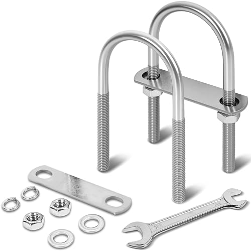 2 Sets M10 U Bolts 2-1/2 Inch Wide, 3/8" x 2-1/2"W x 5" L | 304 Stainless Steel U Bolt Heavy Duty for boat trailer with Nuts, Bolt Plate and Washers,u bolts 2.5 inch wide,Metric bolts - size: M10 x 65mm x 136mm