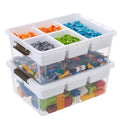 17QT Clear Plastic Craft Storage Box with Removable Tray & Lid - 2 packs - size: 2Pack-17QT