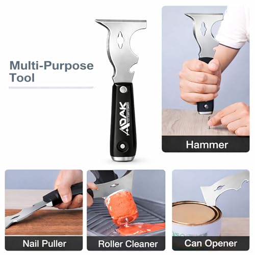 Adak 10-in-1 Paint Scraper and Painter’s Tool – Multi-Purpose Painter’s Knife, Putty & Spackle Scraper for Wood, Metal & Wall Repairs – Ideal for Painting, Cleaning & Finishing Jobs
