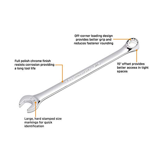 GEARWRENCH 12 Pt. Long Pattern Combination Wrench, 9/16" - 81657 - size: 9/16 in