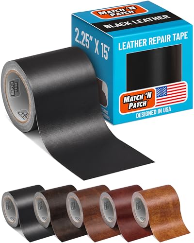 MATCH 'N PATCH Black Leather Repair Tape, 2.25" x 15' for Furniture - color: Black, size: 2.25" x 15'