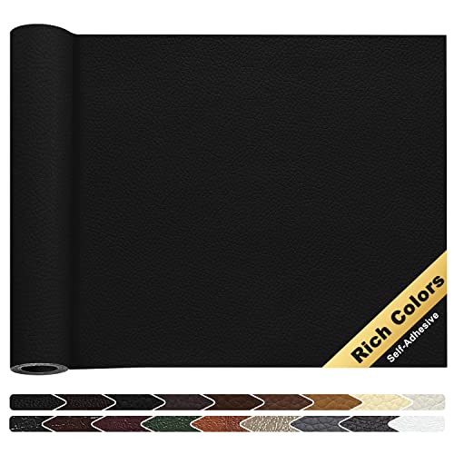 KING MOUNTAIN Leather Repair Patch,16 x 60 Inches self Adhesive Leather Repair Tape for Damaged Leather Furniture, Sofa Seating,Car Seats, Leather Goods(Black) - color: Black, size: 16" x 60"