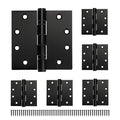 6 Pack Black Door Hinges 4.5 x 4.5 Inches, Heavy Duty Stainless Steel Ball Bearing Hinges with Screws, Square Corner, Smooth and Quiet - size: 4.5x4.5inch - 6 Pack