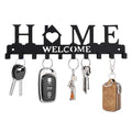 Key Holder Wall Mount, Adhesive Key Hanger with 12 Hooks, Black | Metal Material, 2 Mount Options, Compact Design, Cute Wall Decoration, Suit for Entryway, Doorway, Hallway, RV, Garage