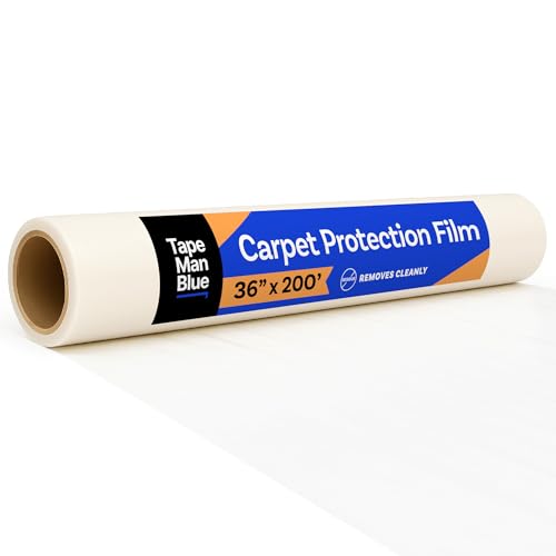 TapeManBlue Carpet Protection Film 36" x 200' roll, Self Adhesive Plastic Carpet Protector Film with Clean Removal & Easy Unwind, Durable Protection Tape to Shield Your Surface from Dirt and Spills - size: 36" x 200' (1 roll)