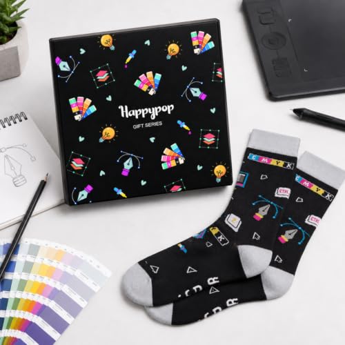 HAPPYPOP Funny Gifts for Women Men - Mechanic Graphic Designer Bus Driver Plumber Sock - color: Trust Me I'm a Graphic Designer Black