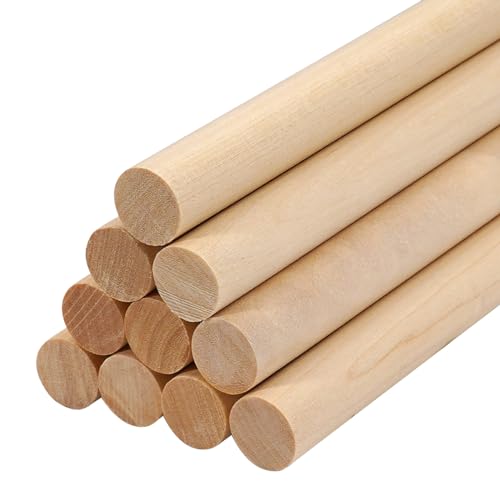 Wooden Dowel Rods Wood Dowels for Crafting 5/8 x 12 Inch, 10 PCS Round Wooden Sticks for Macrame Crafts and DIYers, Unfinished Pine Hardwood Sticks for Wands, Curtain Rods, Rhythm Sticks - size: 5/8"×12"-10 PCS