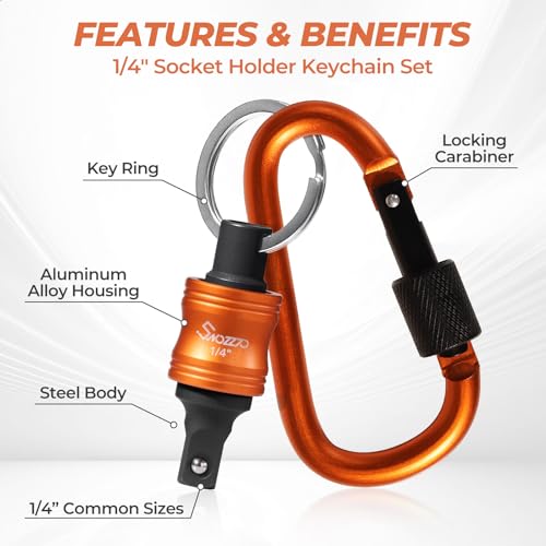 1/4" Socket Holder Keychain 3PCS Set,Drive Quick-Release & Lock Organizer - size: 3PCS-1/4'