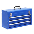 3 Drawer 20“ Metal Tool Box Portable Steel Tool Chest with Metal Latch Closure for Garage, Home and Workbench, Blue - size: 20Inch-BLUE