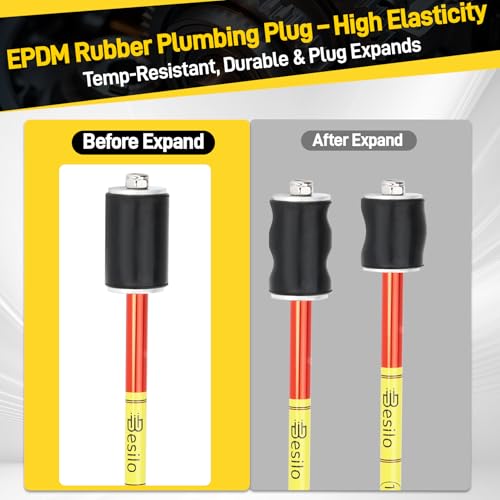 Plumbing Repair Kit 6800-1/2" to 2" Pipe Water Stopper Plugs, 6-Piece Set with Spare Gaskets & Heavy Duty Case, No Draining Solder for Copper/PVC, 65 PSI Fast Leak Fix