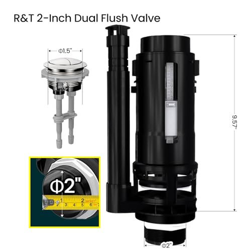 R&T 2-Inch Dual Flush Valve with Top Push Button Toilet Repair Kit Inside Tank dual flush valve replacement kit for 2-piece Toilet A2423 - color: 2 Inch Drain Outlet