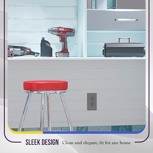 ENERLITES Mid-Size Duplex Outlet Covers Wall Plate, 1 Pack, Gray - color: Gray, size: Mid-Size