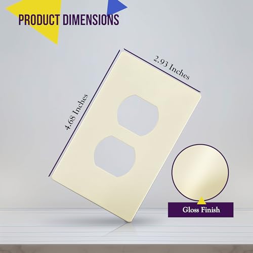 ENERLITES Screwless Duplex Outlet Covers Wall Plate, 1 Pack, Light Almond - color: Light Almond, size: Screwless
