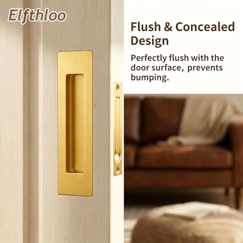 6 in Pocket Door Pulls& Edge Pull Set Brushed Gold