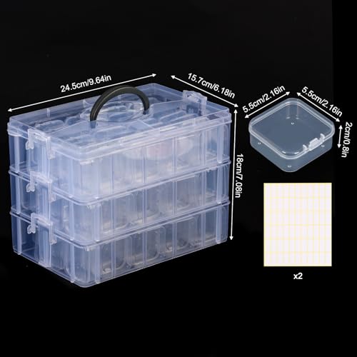 Stackable Bead Organizer 3 Tier with 90pcs Small Boxes Storage Container - size: 3-Tier 90pcs 2in Boxes