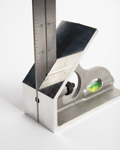12” SAE Machinist Combination Square, Saddle Square, Stainless Steel Blade with 1/64", 1/32", 1/16" and 1/8" Markings, Hardened Aluminum Head LAS 12SS-12"