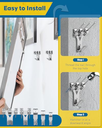 Uniclife 330 Pcs Heavy Duty Picture Hanging Kit, 10 lb, 20 lb, 30 lb, 40 lb, 75 lb Picture Hanging Hooks with Nails, D Ring Picture Hangers Sawtooth Picture Hangers Picture Hanging Wires & Screw Hooks - style: Silver