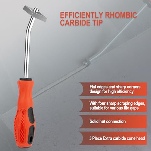 Grout Removal Tool with 3 Replacement Carbide Tip, Grout Remover