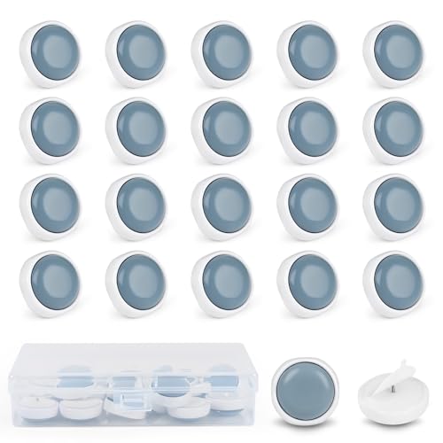20pcs Stick Furniture Sliders with Nail for Wooden Furniture Legs, 1inch Small Furniture Glides for Carpet Tile Hardwood (Grayish Blue) - size: 1 inch Round