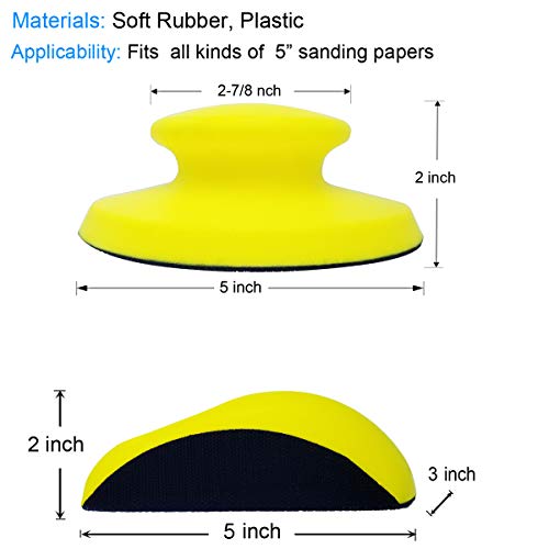 2 Pack 5 Inch Hand Sanding Blocks Round and Mouse-Shaped for 5 Inch Hook and Loop Discs Ideal For Wood Furniture Restoration Home Arts and Crafts