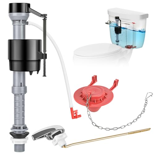 Universal Toilet Flusher Replacement Kit, Fill Valve, 2-Inch Flapper, Toilet Handle Lever, Adjustable, Quiet, Easy to Install, Complete Toilet Parts Inside Tank Kit (Red, 1-Pack) - color: Red