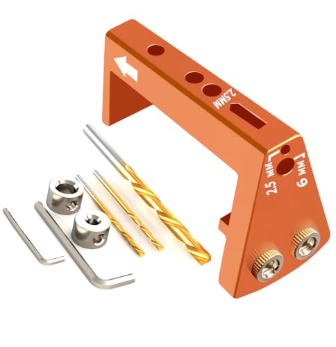 Undermount Drawer Drilling Guide - Durable Aluminum Drill Angle Guide w/Steel Inserts - Drill Guide Jig for Blum Tandem & Drawer Slide – Ideal Woodworking Tools Includes Drill Bits, Collars & More