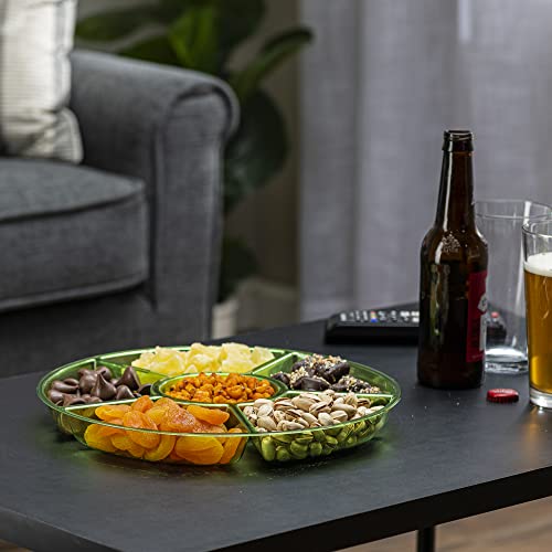Plasticpro 6 Sectional Round Plastic Serving Tray/Platter (2, Green) - color: Green